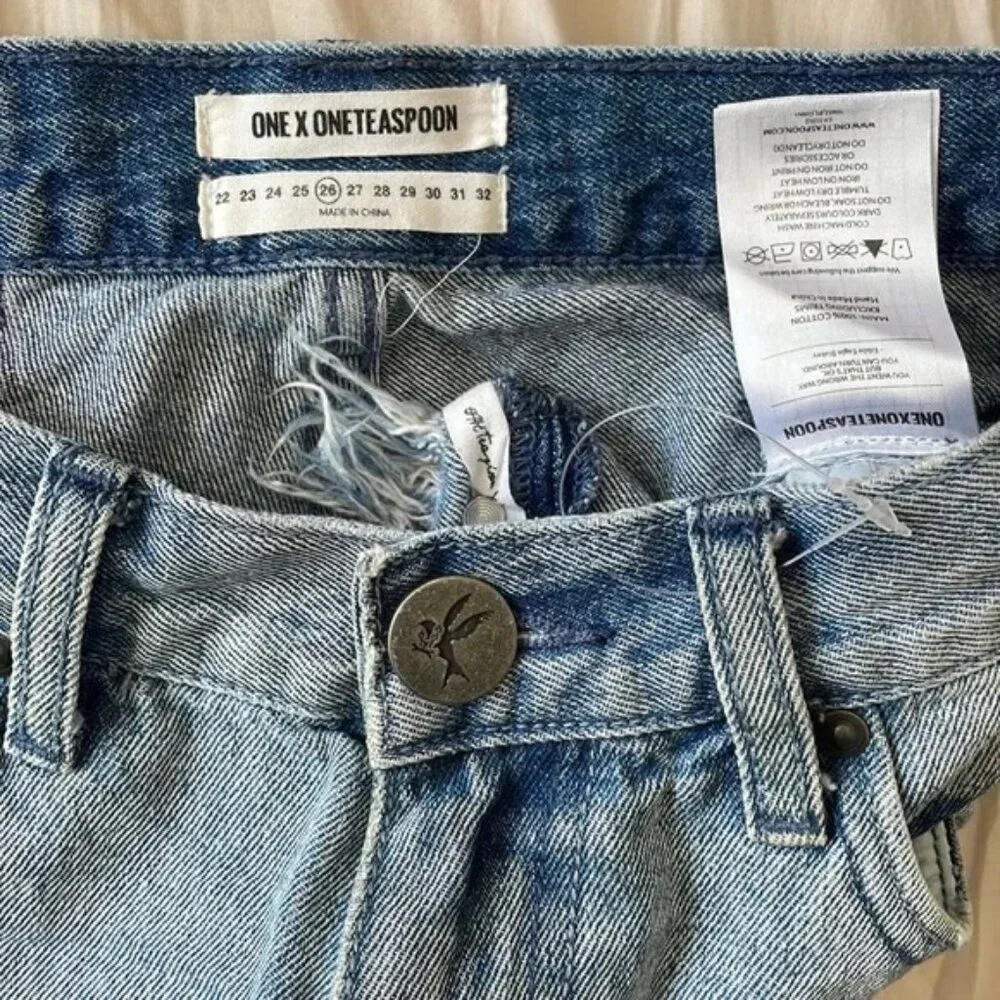 ONE by One Teaspoon X^x Shorts HIGH WAIST BONITA HIGH WAISTED SLIM FIT RAW Hem